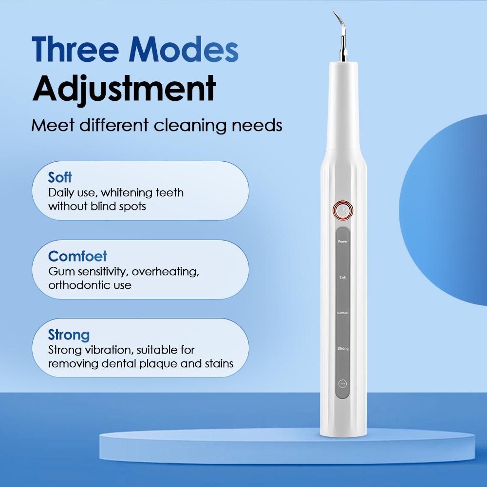 Ultrasonic Dental Calculus Remover Electric Dental Tooth Stone Remover USB Rechargeable Teeth Cleaner with LED Light