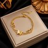 Gold Plated Stainless Steel Double Layer Heart Charm Bracelet