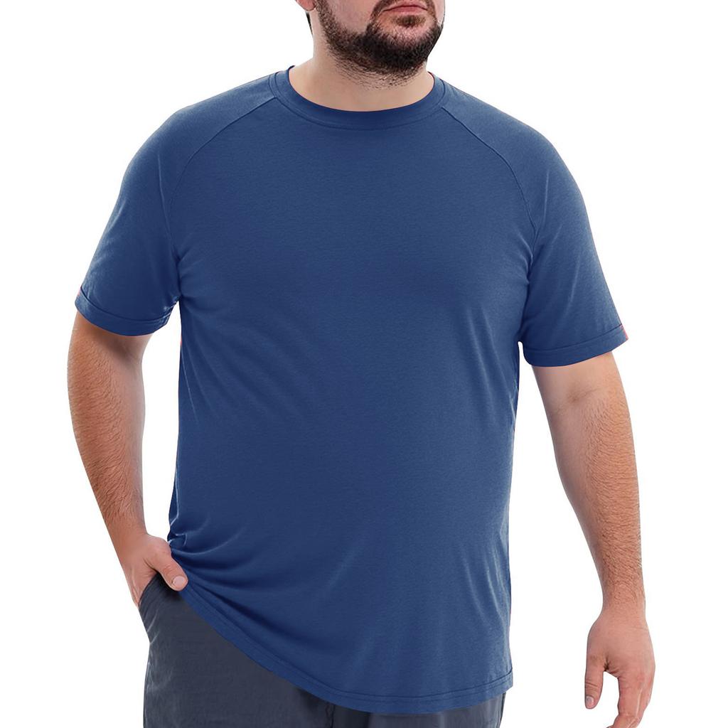 Men's Big Size Solid Color Crew Neck Short Sleeve Casual T-Shirt Lightweight Comfortable Fit Soft Fabric