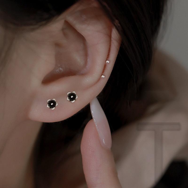 

Серьги-гвоздики из стерлингового серебра S999 с розами для сна, серьги, которые не нужно снимать, женские, летние, особый интерес, расширенный дизайн