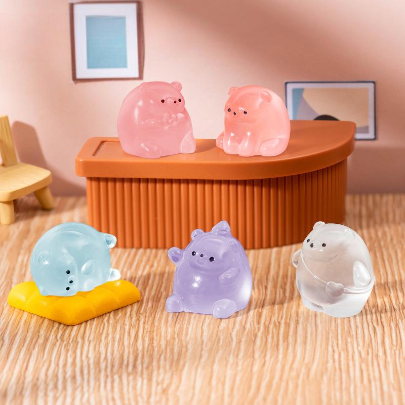 Micro Landscape Decoration Cartoon Cute Luminous Bear Doll Hand Doll House Decoration Desktop Car Resin Decoration