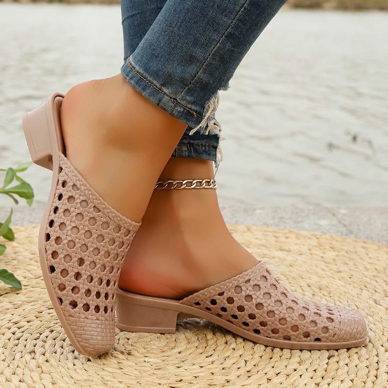 

Мода Новый Стиль Женская Летняя Обувь Предложение Повседневные Слипоны Квадратный Носок Средний Каблук Шлепанцы Сандалии Женские Пляжная Обувь Zapatos De Mujer 36