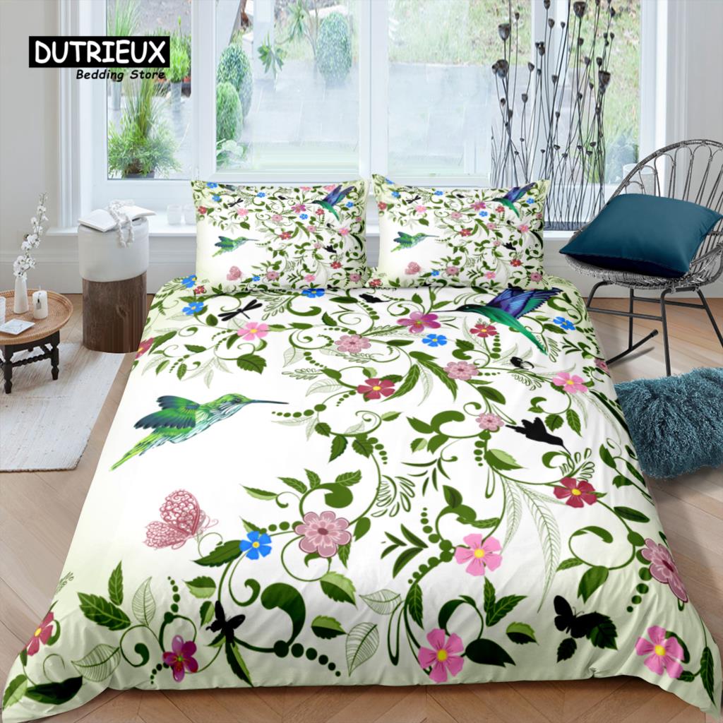 Home Living Luxury 3D Flower Bird Bedding Set Butterfly Duvet Cover Pillowcase Queen and King EU/US/AU/UK Size Comforter Bedding