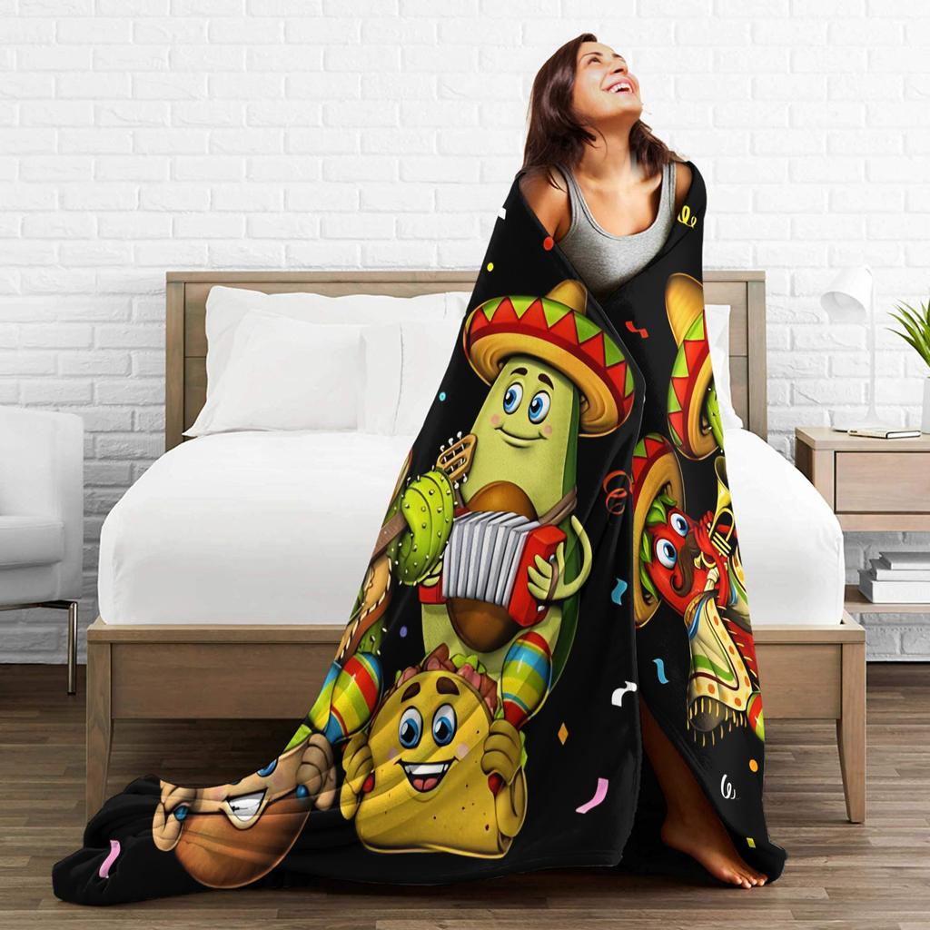 Let's Shift Party Fiesta Plush Blanket Boys Mexican Amigo Cinco De Mayo Flannel Throw Blanket For Home Decor Soft Bedspread