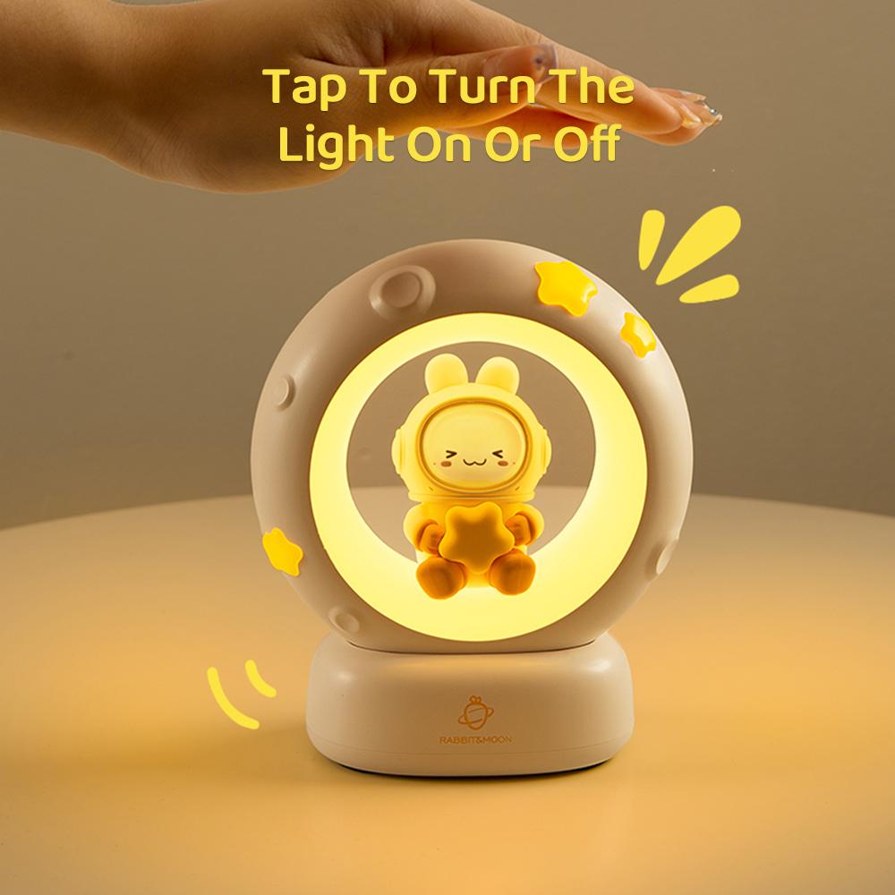 Veilleuse Chat Mignon Dessin Animé Créatif Décoration d'Ambiance Ornements pour Chambre d'Enfant Chevet Rechargeable Lumières LED Douces Cadeau