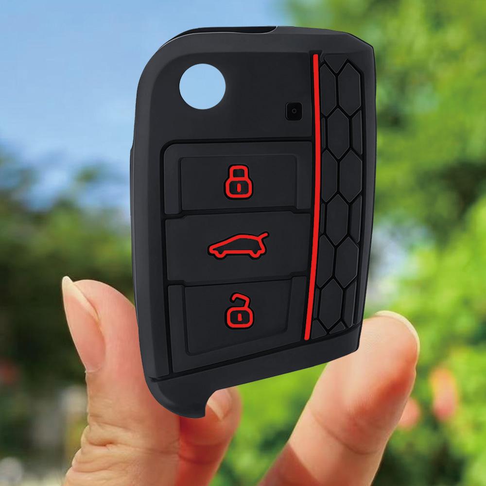 Car Silicone Key Case Cover for VW Volkswagen Golf 7 MK7 Tiguan MK2 T-roc T-cross Skoda Octavia Kodiaq Karoq Seat Ateca Leon Fob