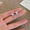Sweet Silver Cat Earrings for Women - Cute Zirconia Sparkle Ear Studs with Niche Design