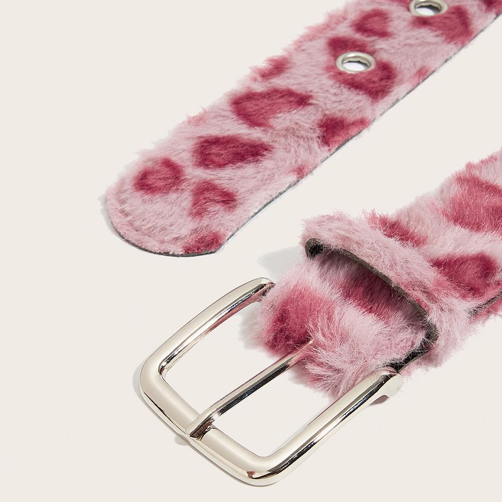 Leopard Print Faux Fur Belt Sexy Winter Y2K Fluffy Accessories Harajuku Punk Girl Pink Plush Wide Waistband Jeans Accessories