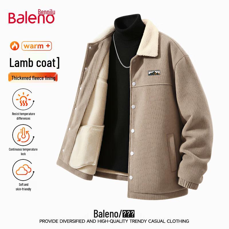 Baleno Men s Corduroy Retro Fleece Padded Jacket L