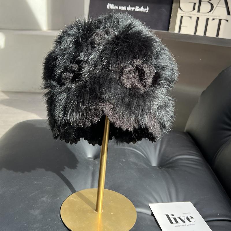 Women Rabbit Fur Knitted Winter Beanie Hat Warm Casual Hat