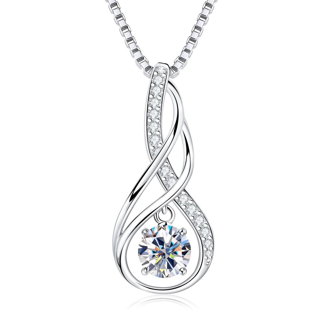 S925 Sterling Silver Women's Necklace Trendy Zircon Cross Pendant Birthday Gift European American