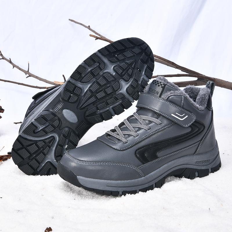 New Cotton Shoes Men's Winter Elderly Cotton Shoes Piled and Thickened Medium and Elderly Warm Men's Snow Boots Dad Shoes