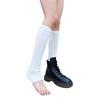Womens Japanese Harajuku Leg Warmers Winter Autumn Warm Black White Striped Leg Cover Footless Knee High Long Boot Socks White