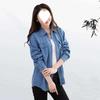 2025 Korean Style Slim Denim Shirt for Women - Spring/Autumn Long Sleeve, Solid Color, Thin, Petite, Casual & Sun-Protective