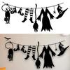 Bedroom Wall Sticker Halloween Hanging Ornaments, Acrylic Witch Hat Cloak Socks Shoes Broom Black Ornament Cat Party Decor, Decorative Art for Living