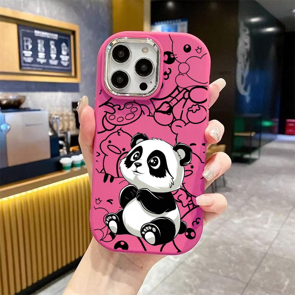 Phone Case: 2D Flat, Suitable for iPhone 18 17 16 15 14 13 Pro Protective Case, Black and White Panda, Perfect Holiday Gift for Christmas and Hallowee
