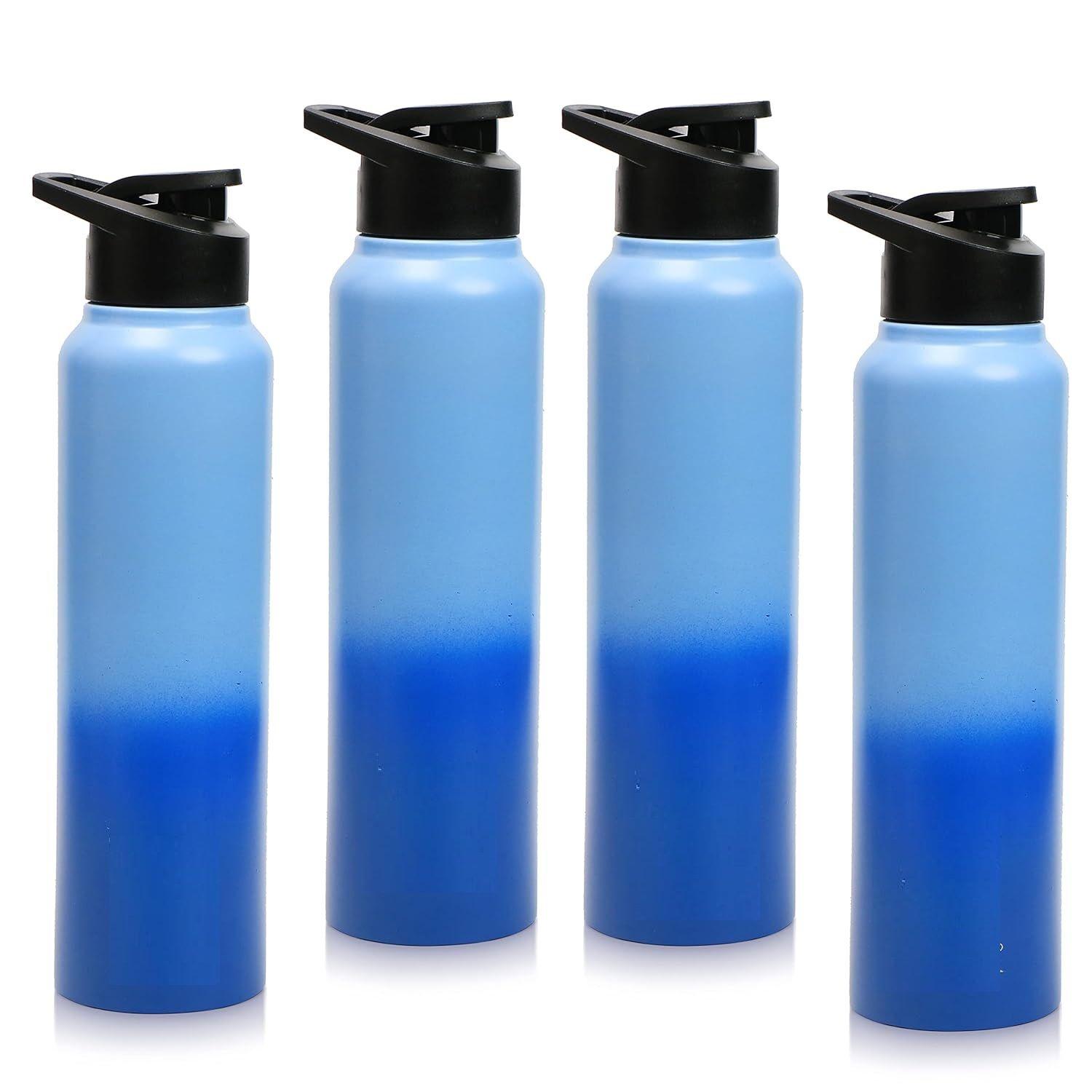 

Бутылка для воды из нержавеющей стали 1 л для детей, мальчиков, девочек, бутылки 1 литр для спортзала, использования в холодильнике, школы и офиса (Крышка-поильник - Набор из 4 штук, Синий Синий)