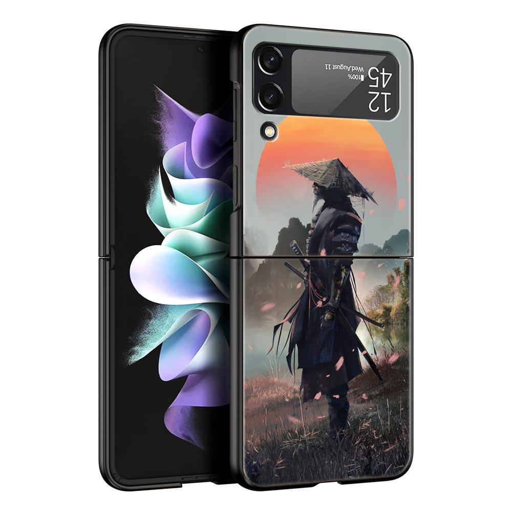 Japanese Bushido Samurai Phone Case for Samsung Galaxy Z Flip 3 4 5 Shell For Samsung Z Flip3 Flip4 Hard PC Fundas Bumper Cover