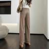 Women's High-Waist Plaid Wide-Leg Pants - Summer Slim Fit, Lightweight, Casual Drape Design