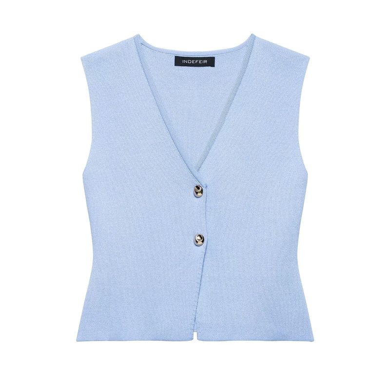 Kaslead New Arrival Women's Fashion Style Button Knitting Vest Skirt 4192015 4192016