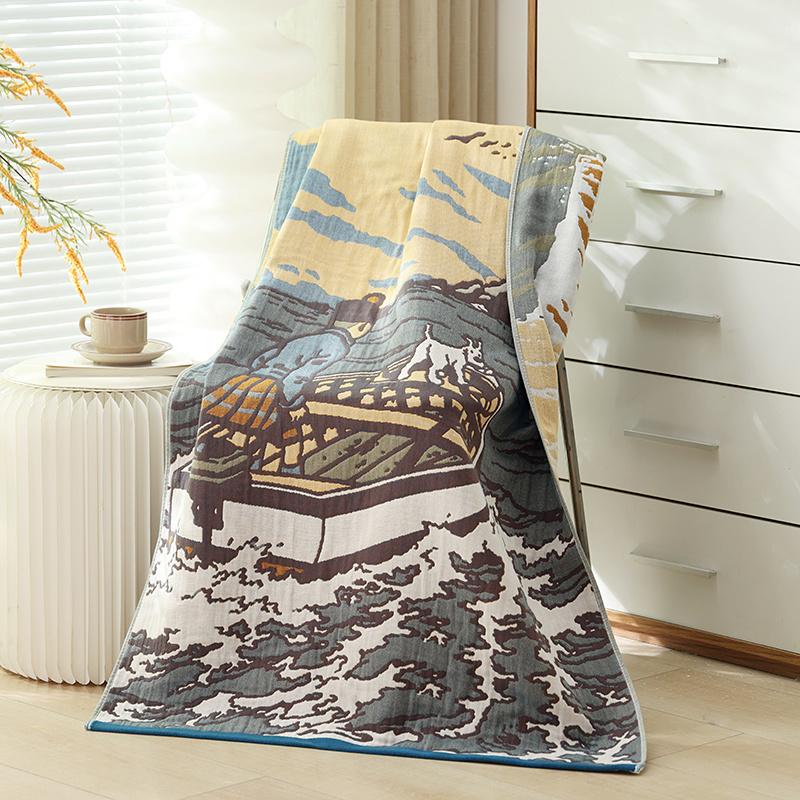 Быстросохнущее четырехслойное марлевое банное полотенце большое для взрослых утолщенное — фото 8