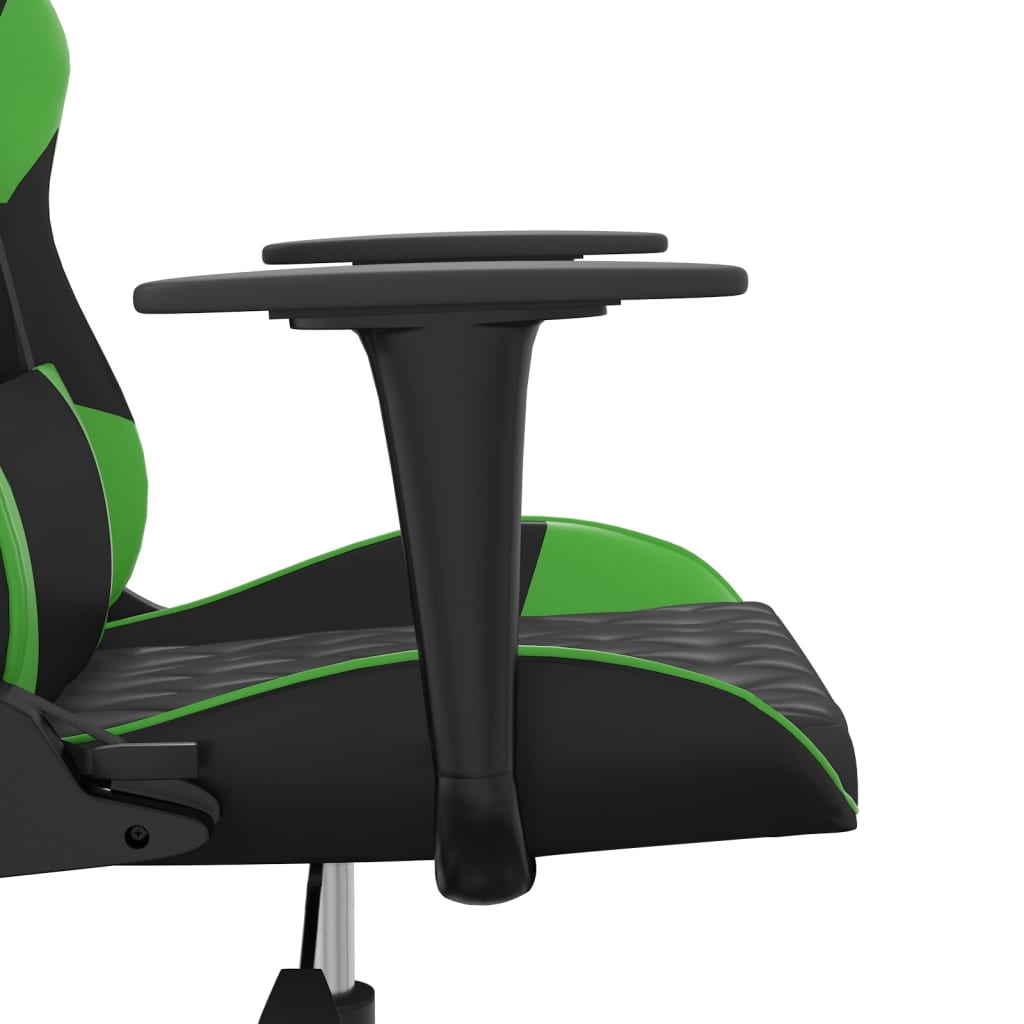 Gaming Chair with Massage Function Black and Green Artificial Leather