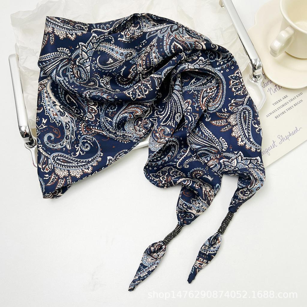 New high-end triangle scarf fashion silk scarf women's small square scarf spring and summer warm scarf thin scarf outside