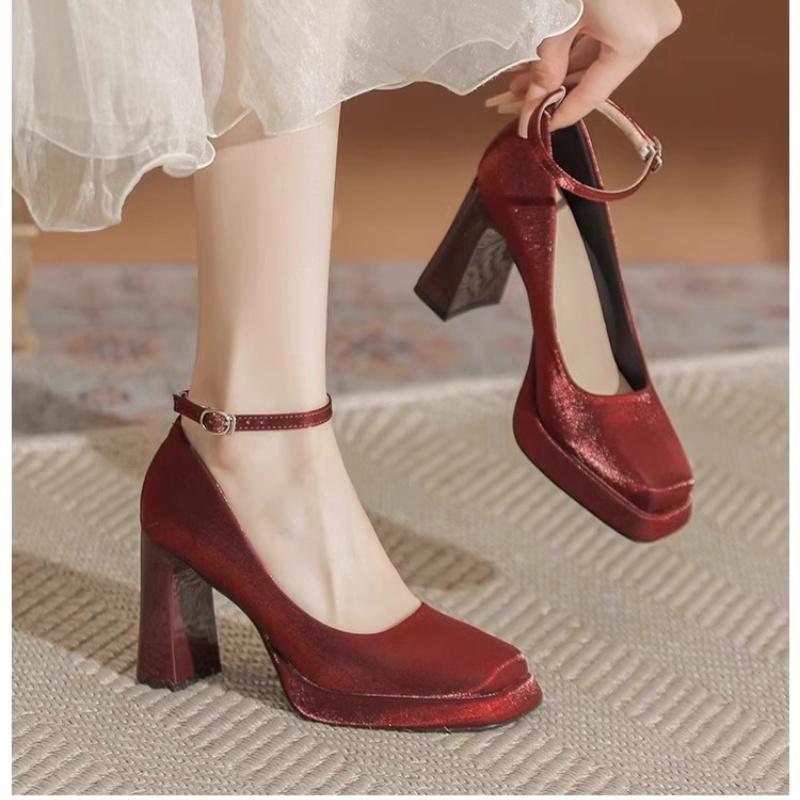 Off-White Satin Platform Mary Jane Heels with Square Toe for Spring/Summer Weddings