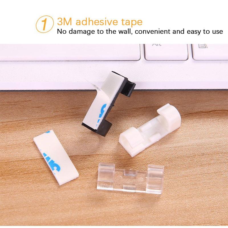 Cable Holder Clips 20Pcs Cable Management Cord Organizer Clips Silicone Self Adhesive For Desktop Office Home