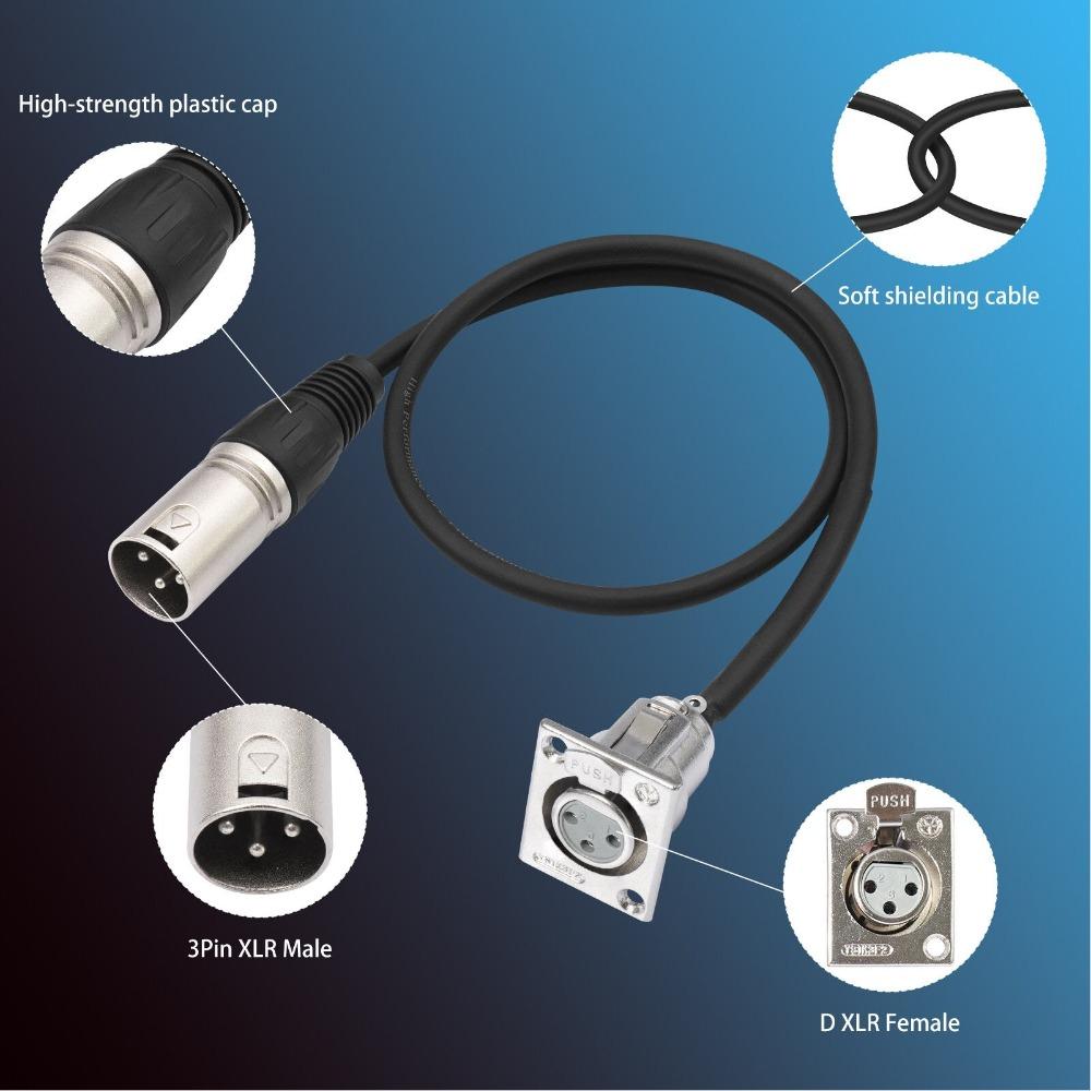 2 Pcs 3Pin XLR Female To 3Pin Male Panel Mount Adapter Mic Feed Thru Converter  for Floor Box