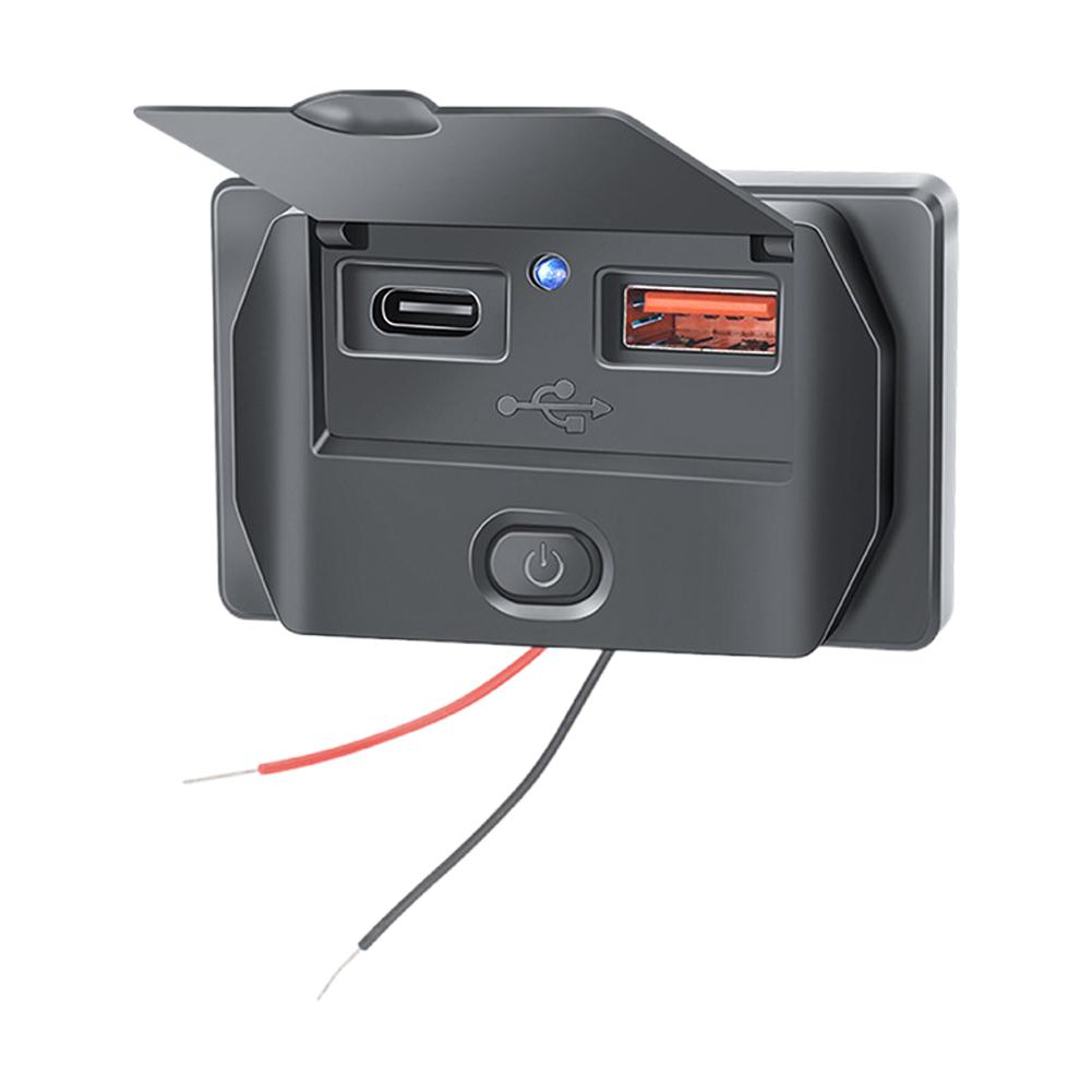 12-24V PD Type-C USB Ports Quick Charger QC3.0 & PD3.0 With Switch Fast Charging USB Power Panel For Motorcycle Car Truck RV