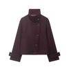 Autumn Winter Women's Loose and Casual Style Simple Long Sleeve Buckle Stand Up Collar Coat