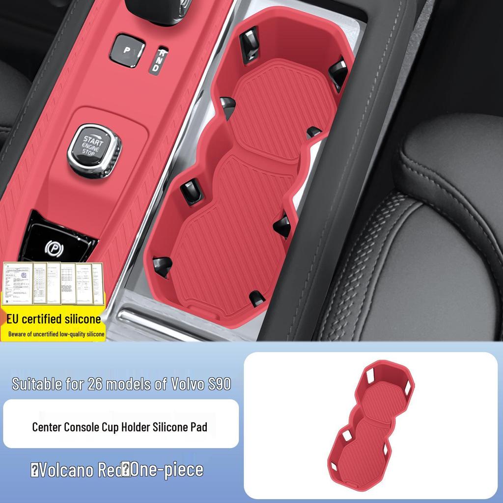 Volvo S90 2026 Center Console Silicone Mat with Wireless Charging and Cup Holder - Interior Upgrade.