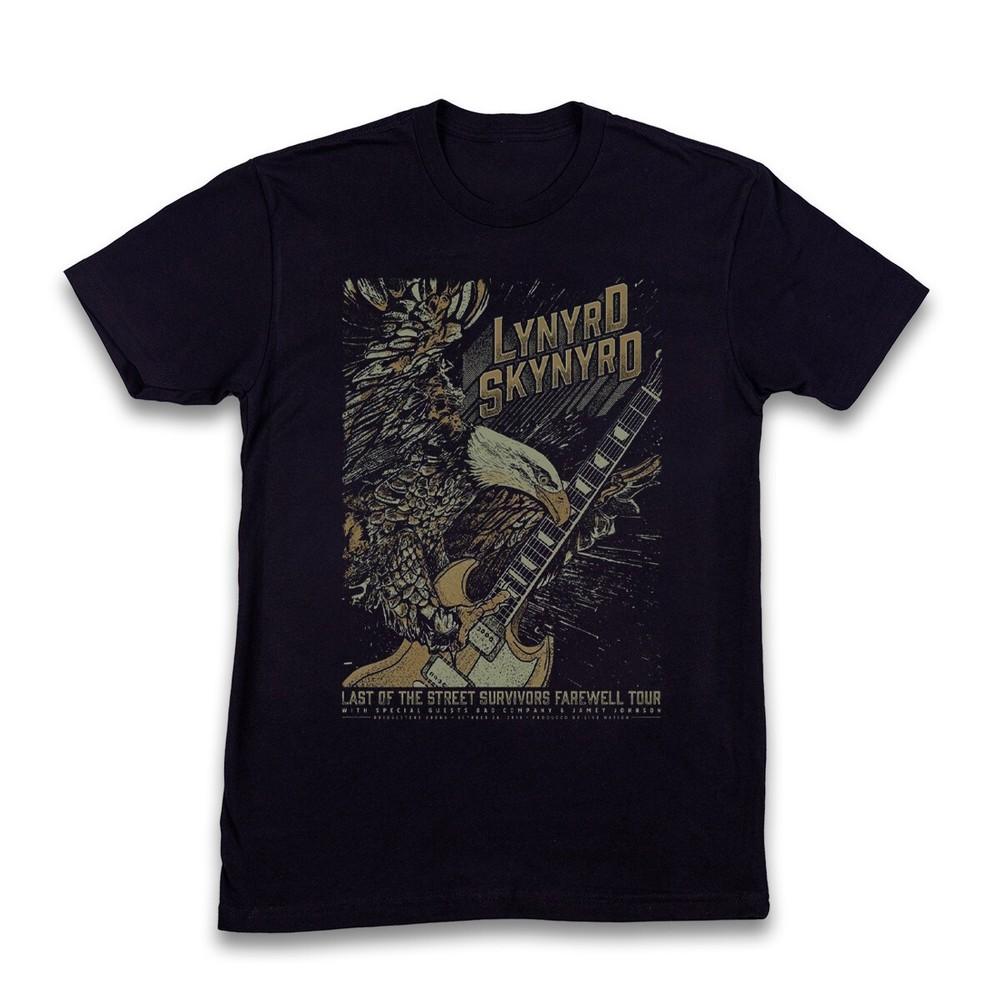 Rare Lynyrd Skynyrd Eagle Guitar T-shirt, Black Unisex Cotton T-shirt, Size S-5X Unisex T-Shirt XL