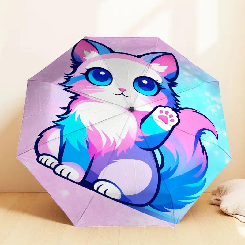 

1pc Kawaii Cat Pattern Umbrella Design Automatic Opening and Closing Umbrella, High-quality Travel Umbrella, c1128276
