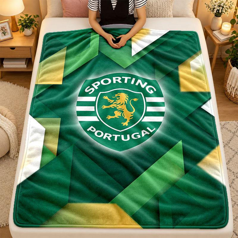 Flannel BlanketSporting CP FC Warm Soft Throw Blanket for Indoor Sofa Bed Living Room Use