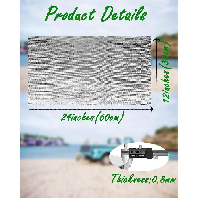Self Adhesive Heat Shield Material - 12" X 24" Aluminum Backed Aluminized Thermal Barrier Fiberglass Ulation Reflective Material High Temp Protection