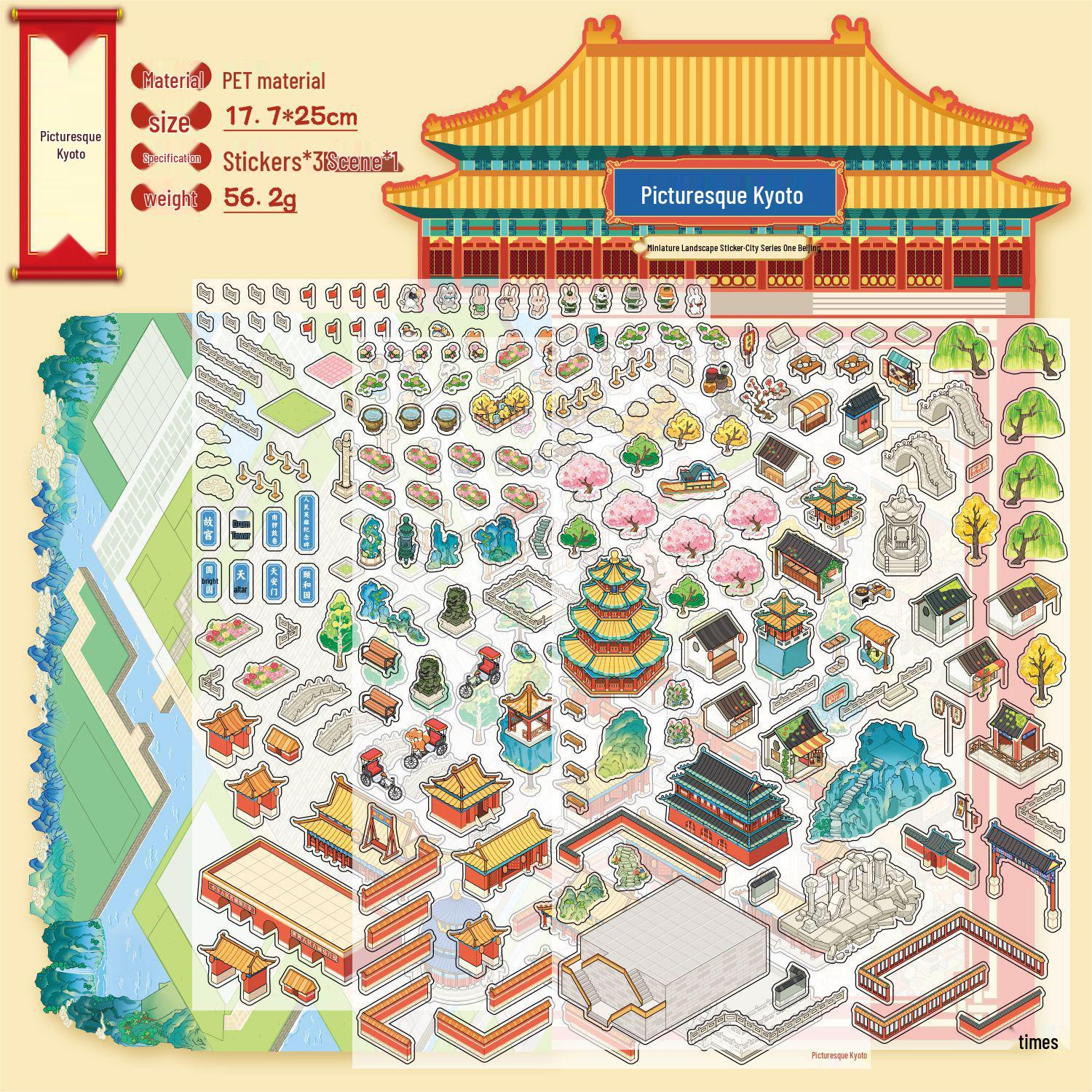 Yuxianpet 3D Beijing City Series Miniature Sticker Set for Children