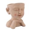 Men Face Flower Pot Hand Painting Resin Men Head Flowerpot Decorative Funny Succulent Flowerpot with Drain Hole for