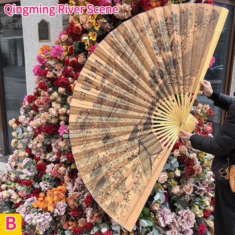 Extra Large Chinese Folding Fan 160*90cm Home Decoration Wall Decor Vintage Wedding Photography Background Wall Painting Props