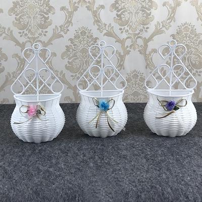 Garden Diy Vase Flower Basket Sundries Organizer Wall Hanging Artificial Rattan