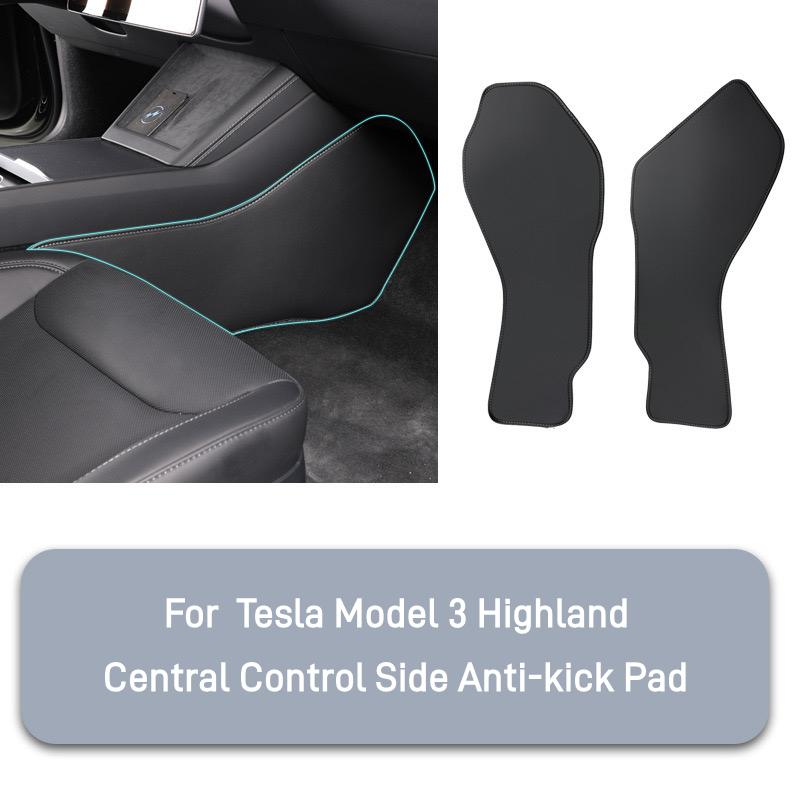 For Tesla Model 3 / Y Leather Side Defense Anti-kick Pad Center Control Anti-dirty Pad Protective Cover Car Interior Accessories