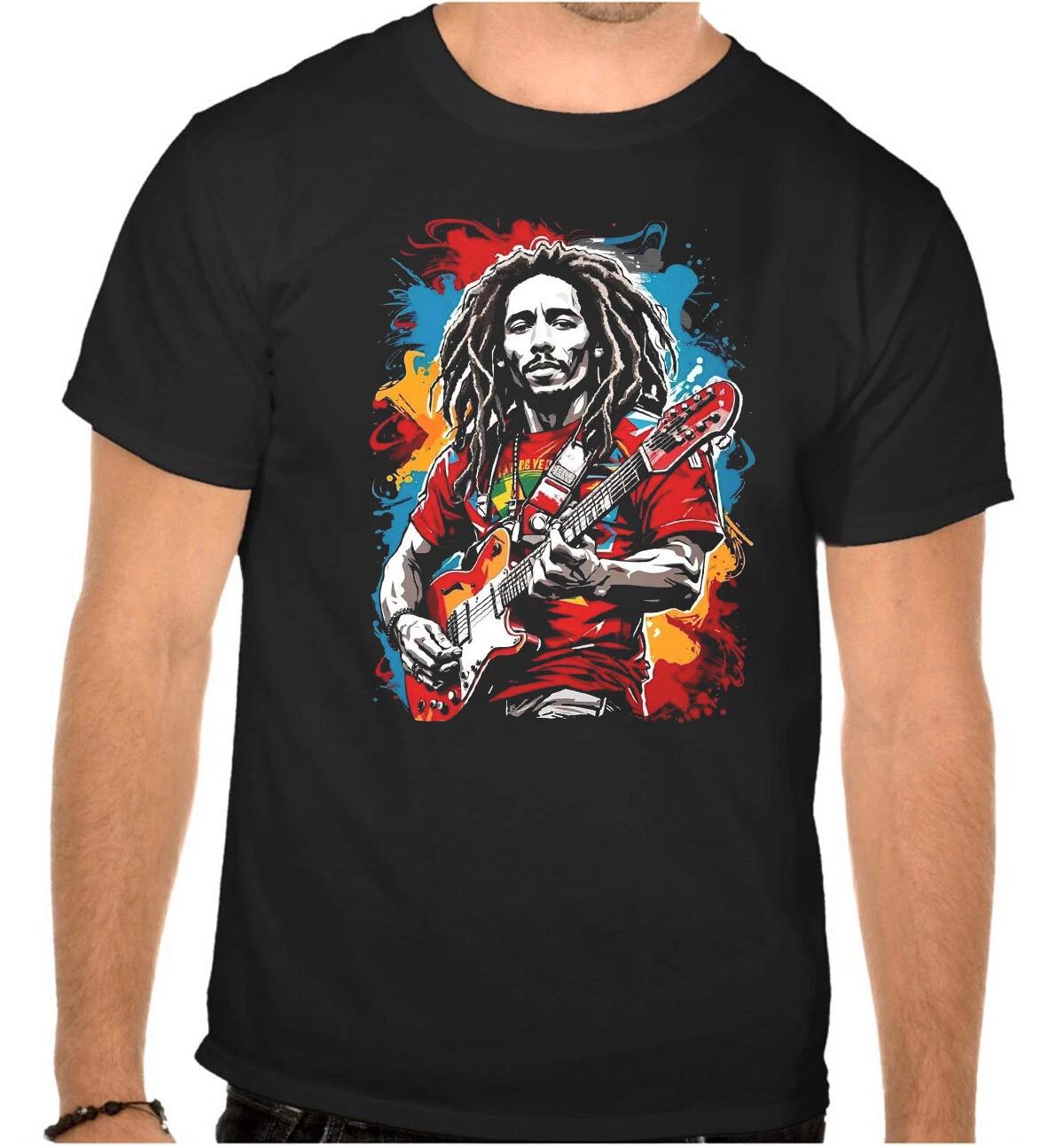 BOB MARLEY Rock Music Logo Black T-Shirt -1020 XS