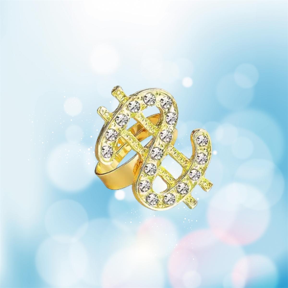 

Костюм в стиле хип-хоп, ожерелье с долларом, кольцо, крутой рок-костюм, регулируемое ожерелье с подвеской в виде знака доллара, хип-хоп кольцо с долларом для мужчин и женщин