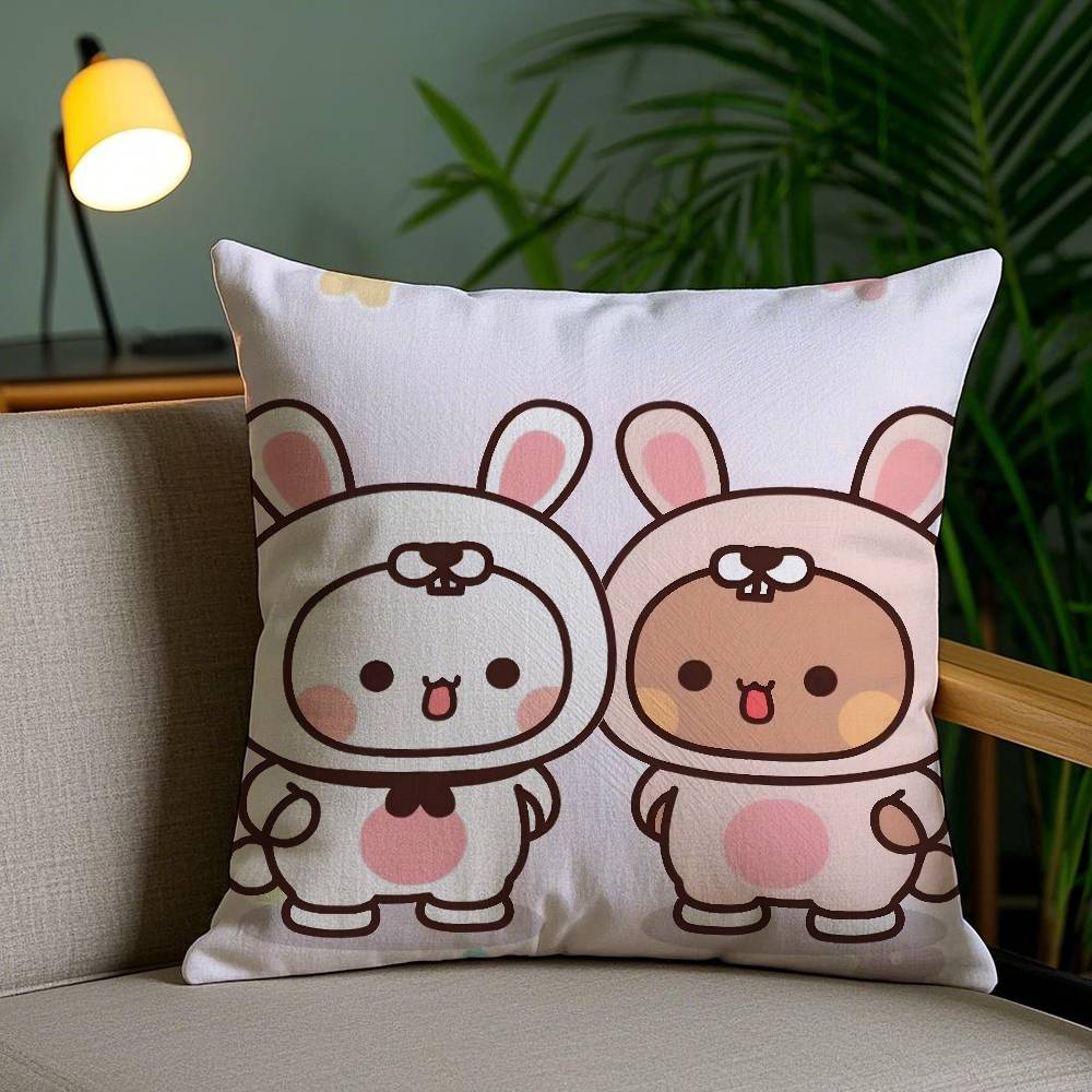 Kawaii Cartoon Bubu Dudu Pillow Case Plush Fabric Soft Pillowcase Double Sided Print Sofa Cushion Cover Throw