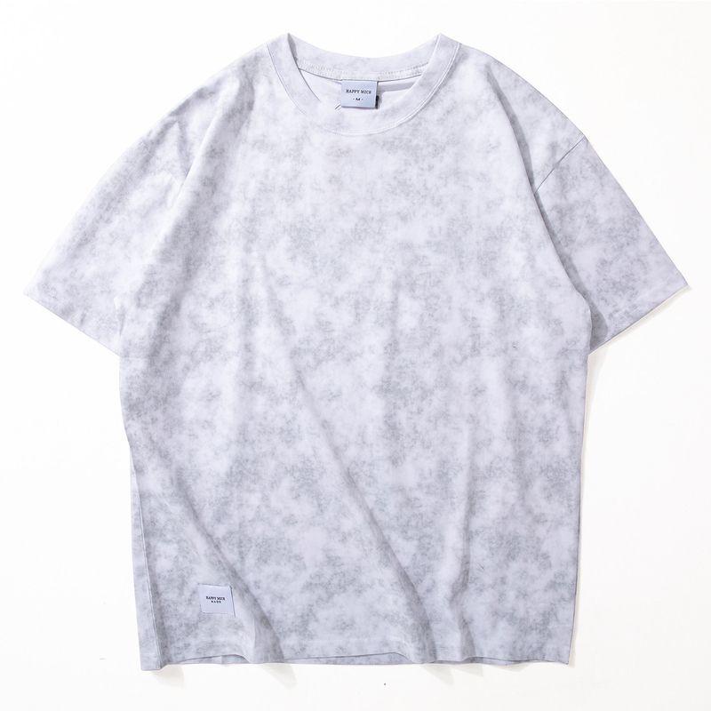 Short sleeve T-shirt Men's Summer New Drop Shoulder Loose round Neck Top Washed Retro Trendy Snowflake Tie-dye Half Sleeve Trendy