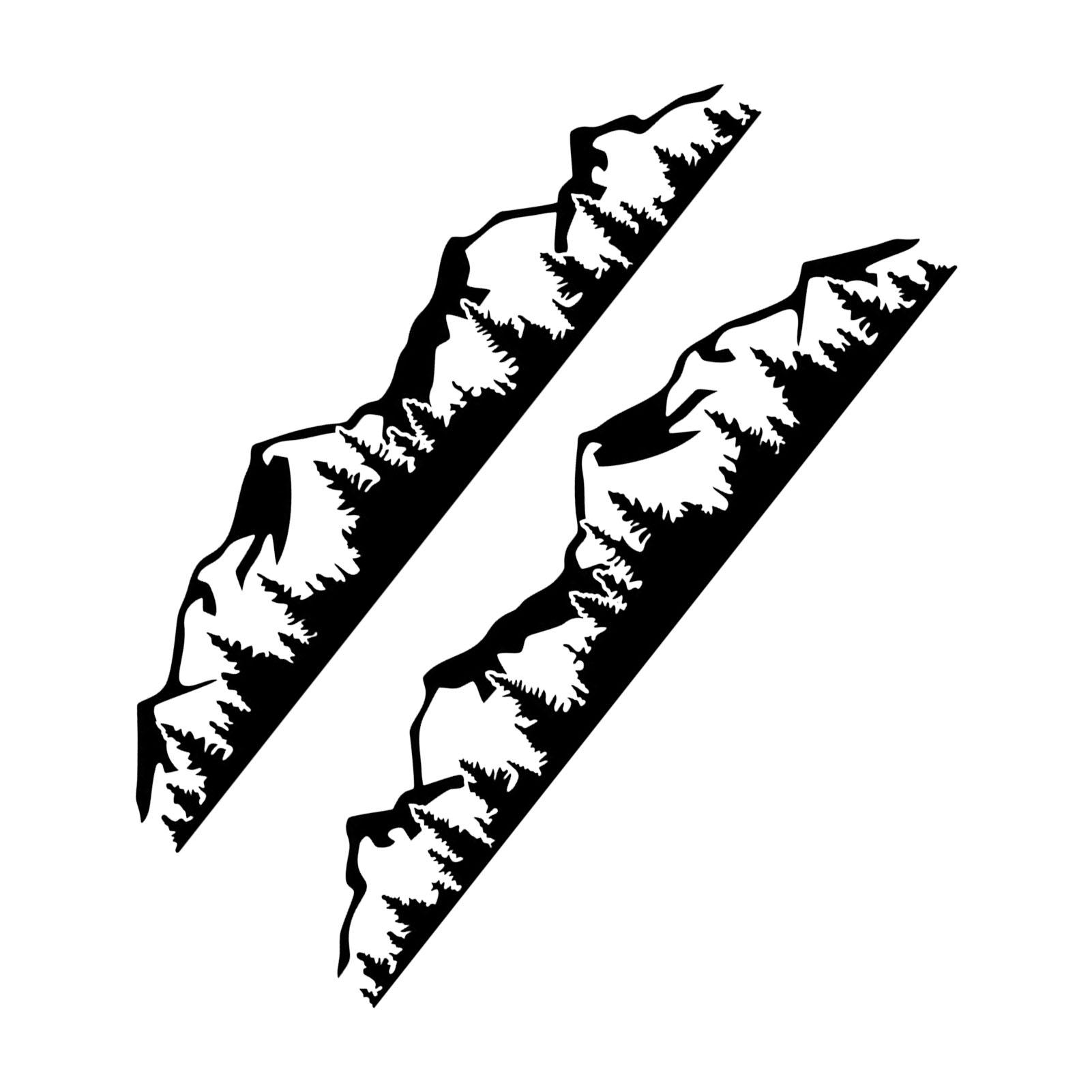 

2 шт. Наклейка на автомобиль с рисунком горы, дерева, леса, графическая наклейка на боковую часть кузова автомобиля, универсальная для транспортных средств, автофургонов, яхт, грузовиков Black чёрный