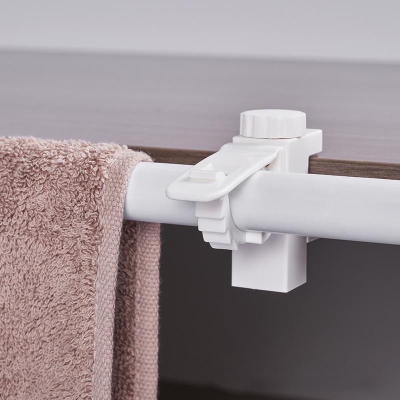 Adjustable Curtain Rod Holder Clip No-Drill Wall Mount Plastic Hook for Curtain or Shower Rods, 2 Pack