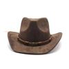 Western Cowboy Hat For Men Women Vintage Wool Felt Large Brim Warm Fedora