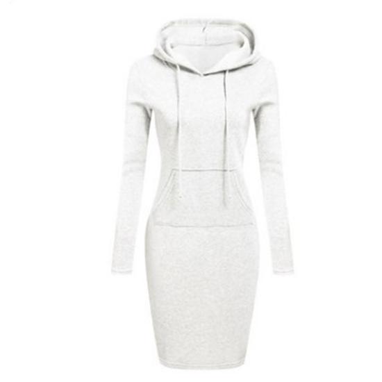 MAITA Donna Manica Lunga Felpa con Cappuccio Sexy Slim Fit Pullover Tunica Abito